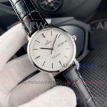 Perfect Replica Omega Deville White Dial Index Markers Leather Strap 40mm Watch 